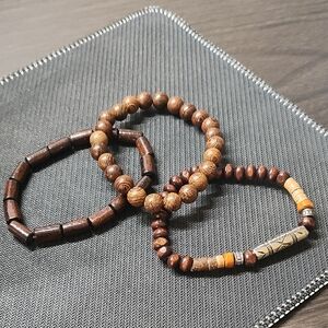 NWOT - Set of Three Wooden Beaded Bracelets
